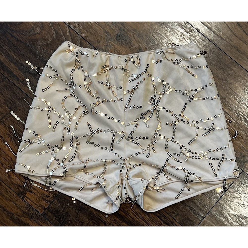 Sequin Elastic Waist Shorts Women's‎ Large Dance Glam Whimsy High Rise